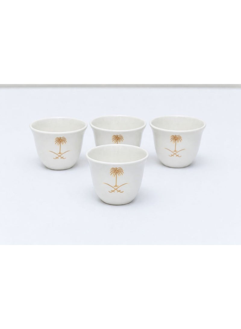 ALSAHAH Premium Saudi Coffee Cups Set with Palm & Swords Design – 12-Piece Fine Porcelain Traditional Cawa Cups - Image 2